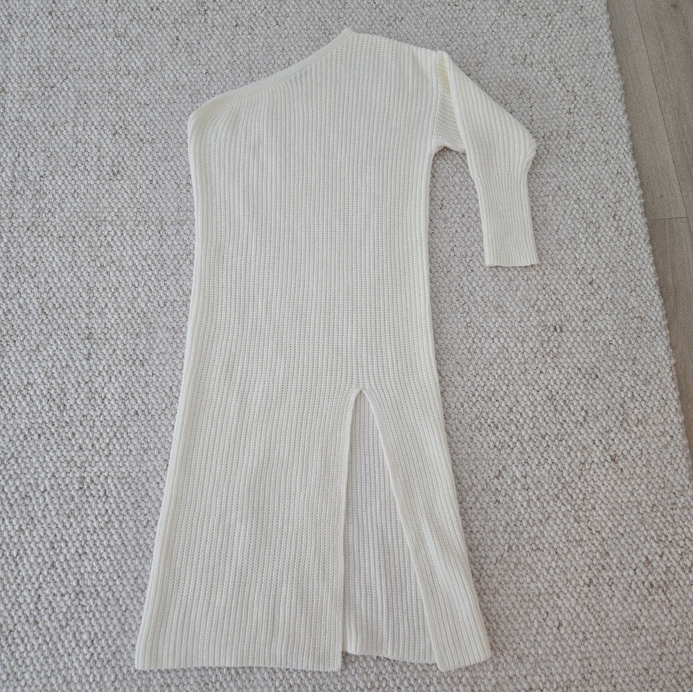 Ivory Long Knit Sweater Dress - Picture 3 of 7
